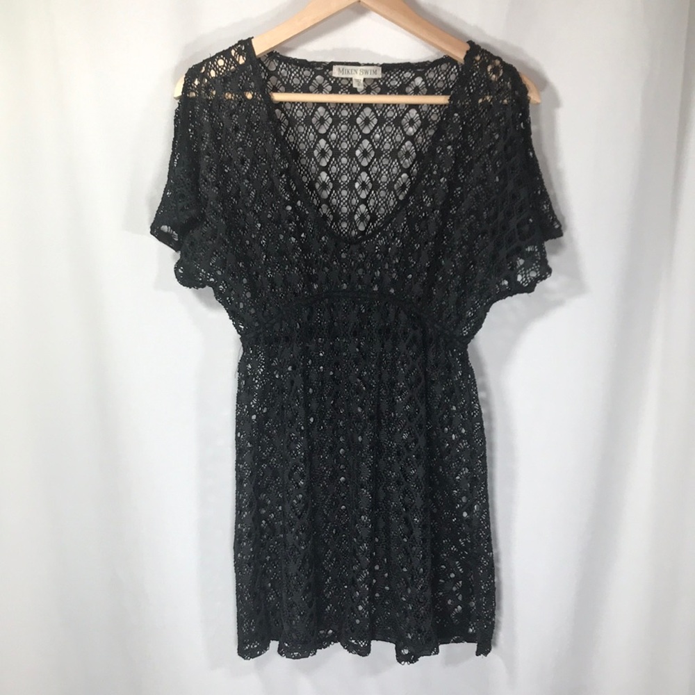 Miken Swim Black Lace Swim Coverup